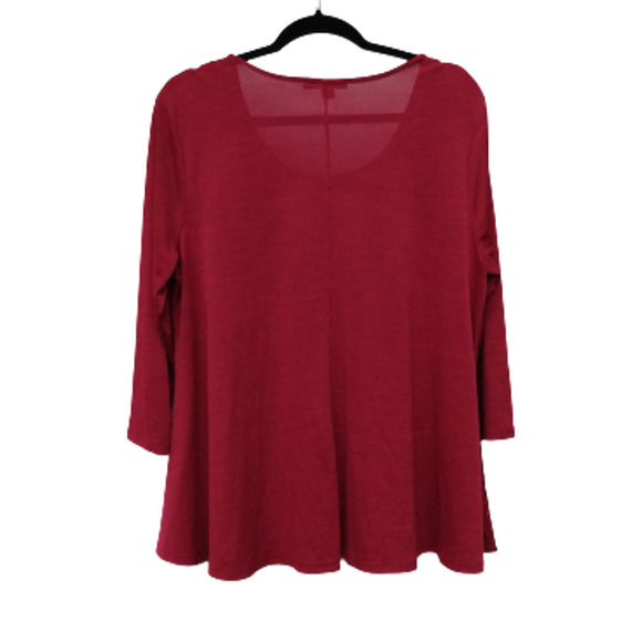 Women's Red Sparkly Top Size Large 3/4 Sleeve Scoop Neck Studio Works - Picture 3 of 6